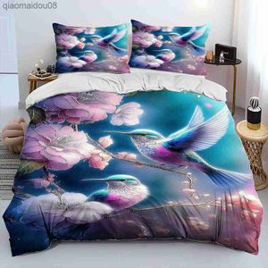 3D Exquisite Bird Flower Animal Comforter Set di biancheria da letto Copripiumino Letto Set Copripiumino King Queen Size Set di biancheria da letto L230704