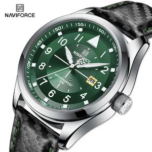 Armbandsur Top Brand Mens Quartz Watches Naviforce Business Luminous Waterproof Clock Leather Strap For Men Relogio Masculino 230724