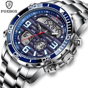 Armbandsur Top Brand Luxury Digital Mens Watches Sport Quartz armbandsur för män All Steel Military Waterproof Clockbox 230724