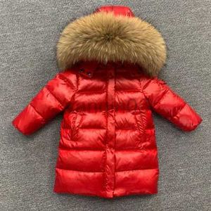 ダウンコート冬の子供は長いジャケットの男の子と女の子のコートフォックスファーカラー2〜12歳のhkd230725を厚くします