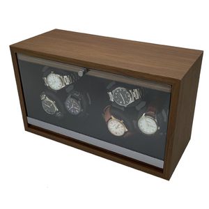 Obserwuj pudełka skrzynki USB Użyty Watch Newer do automatycznych zegarków Mute Silnik mechaniczny elektryczny obrotowy stojak na stojak na drewniane LED Light Light Watch Box 230724