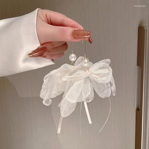 Stud Earrings 2023 Fashion All-match Geometric For Women White Chiffon Petals Long Ear Hooks Exaggerated Birthday Party Jewelry