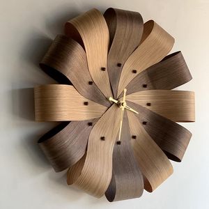 Wall Clocks Luxury Large Clock Modern Design Wood Metal Silent Watches Walnut Spain Home Decor Living Room Decoration Gift