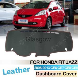 Bil Sunshade för Honda Fit Jazz 2008 ~ 2013 Antislip Leather Mat Dashboard Cover Pad Sunshade Protect Carpet Accessories Ge6 GE7 GE8 GE9 2009 X0725
