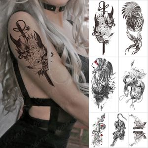 Waterproof Temporary Tattoo Sticker Japanese Prajna Dragon Indian Totem Dark Tattoos Body Art Arm Fake Sleeve Tatoo Women Men