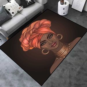 Mattor afrikanska afro flickor golvmatta antislip mattor för vardagsrum mjukt stort sovrum sovrum sovsoffa bordsområde matta R230725