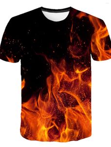 Herr t -skjortor skjorta grafisk flamma rund halsklubb strand kort ärm tryckkläder kläder streetwear överdriven / sommar