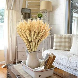 Dried Flowers 100Pcs Wheat Ears Natural Dried Wheat Stalks Grass Barley Bouquet Bunch Artificial Flowers For DIY Craft Kitchen Wedding Decor R230725