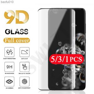 5-1PCS Pełna folia kleju dla Samsung Galaxy S21 Ultra S20 Fe S10 Lite S10e S9 S8 Plus S7 Edge Temperted Glass Screen Protector L230619