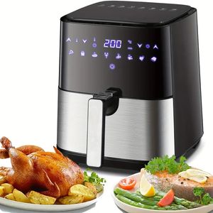 Smart Electric Air Fryer: 5.8QT Large Capacity, 360°Baking, Guided Cooking, Easy Clean, Stainless Steel