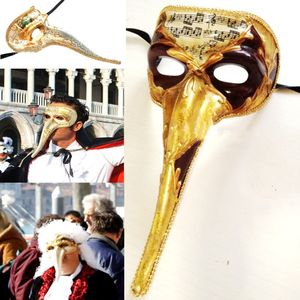 Carnevale Masquerade Ball Venezia Italia Maschera completa fatta a mano Full Face Holding Naso lungo Masque Schoolboy