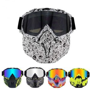 Skidglasögon Skidåkning Mask Winter Snowmobile Skiing Goggles Windproof Skiing Glass Motocross Solglasögon med munfilter HKD230725