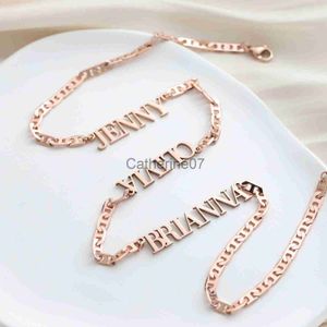 Pendant Necklaces THREE NAME NECKLACE 4mm-6mm Cuban Link Thick Chain Personalized Name Necklace Stainless Steel Custom Nameplate Chain Chocker J230725