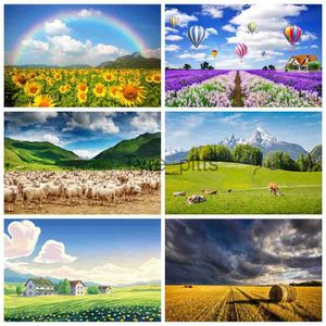 Background Material Flower Manor Farm Background Photography Birthday Decoration Natural Sunset Field or Customized Children's Party Photo Background x0724