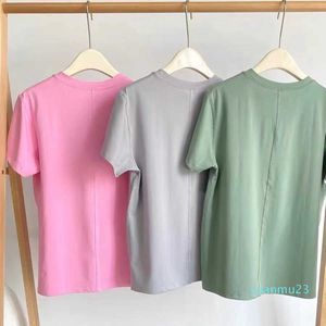 Lu T-Shirt Sports Short Sleeve Summer Tee T Shirt Women's Loose Thick Material Breathable Top Quality Woman Tank Tops