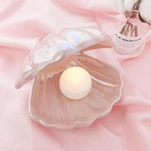 Night Lights Ceramic Shell Pearl Light Streamer Mermaid Fairy Romantic And Lovely Lamp Bedside Home Decoration Xmas Gift