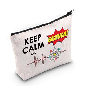 Bang TV Show Cosmetic Make Up Bag Leonard e Sheldon Fans Inspired Gift Keep Calm and Bazinga Makeup Zipper Pouch Bag For W