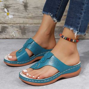 Slippers Rimocy Cute Leather Platform Flip Flops для женщин летние клинки тапочки Женщины Мед.