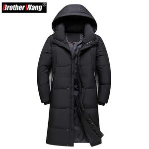 Women's Down Parkas New Winter Men's Hooded Over-the-knee Down Jacket White Duck Down Fashion Thick Warm Long Coat Purple Grey Black Couple Outfit HKD230725