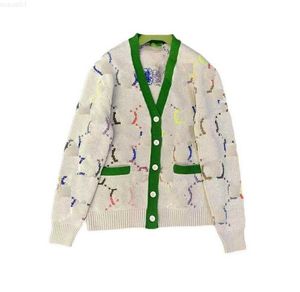 Kvinnors tröjor 2022Gg Casual Sweater Coat Ggity Letter Cardigan Ny Loose Jin Zhixiu Autumn Women's Camel Color V-hals Mid-Längd Knit L230725