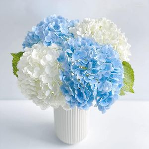 Decorative Flowers 1pc 20in Artificial Hydrangea Flower Large Natural Lifelike Real Touch Graduated Blue Faux For Party Wedding