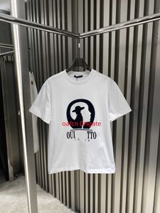 23ss Men's Designer T-shirt Letter Jacquard Fabric Long Hair Planted Wool Pattern Short Sleeve Cotton Women's Black White Top