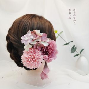 Hårklipp japanska handgjorda tygblommatillbehör Klipp Tassel Kimono Hairpin Headbonad Geisha Barrette Wedding Festvial Hairpins