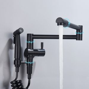 Pot Filler Tap Wall Mounted Foldbar Kitchen kran med bidet sprayer kall bidet kran diskbänk kran rotera vikbar pip