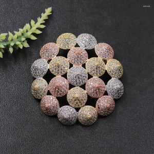 Broschen Lanyika Modeschmuck Super Luxus Kugeln Crowd Full Micro Brosche Anhänger Dual Use Für Hochzeit Party Sandstrahlen Geschenk