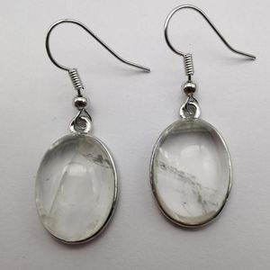 Dangle Earrings Clear Crystal Stone Oval Beads GEM Jewelry T261