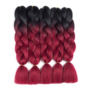 24 inch Jumbo Braiding Hair Extensions Kaneka Braiding Hair Pre Stretched Afro Ombre Multiple Tone Colored Synthetic Hair For Box Twist Braids J2