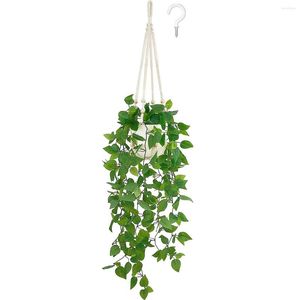 Decorative Flowers Fake Hanging Plants With Pots Artificial Vine Potted For Home Bedroom Office Decoration