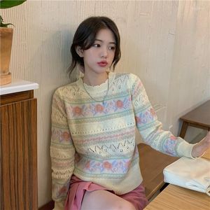 여자 스웨터 이른 가을 한국 스타일 기질 느슨한 중공 아웃 디자인 긴팔 스웨터
