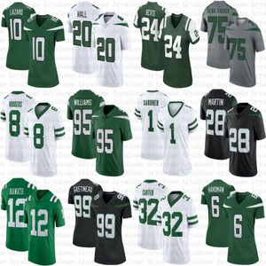 Aaron Rodgers Maglia da calcio Sauce Gardner Garrett Wilson Breece Hall CJ Mosley Quinnen Williams Darrelle Revis Joe Klecko Ritorno al passato Joe Namath