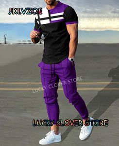 Męskie dresy męskie Purple Stripe Multicolour Tracksuit 2 -części