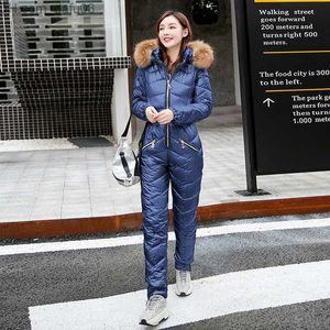 Women's Tracksuits Women's one-piece skiing jumpsuit plug-in skiing winter set comfortable hooded faux fur jacket fashionable and warm #1103 Z230726