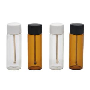 Clear Brown Glass Bottle Snuff Metal Viage Spice Spice Bullet Snorter Pill Box Storage Case Container Stash Rökning Tillbehör Oil Rigs LL