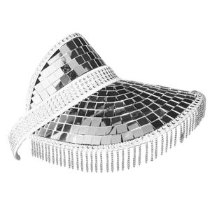 Spegel disco hink hatt full paljett disco boll hattar för dj club bar unisex disco boll festival visor strand fiskare hatt