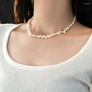 Ketten Stil natürliche Süßwasserperlen Halskette 925 Sterling Silber Modeschmuck für Frauen