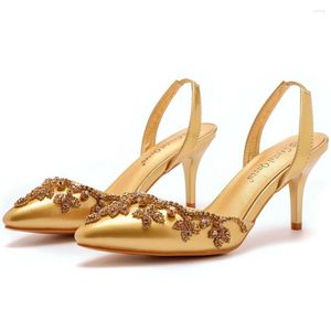 Elbise ayakkabı sandalet ziyafet seksi gelin düğün altın yaz bayanlar sivri sığ ağız stiletto yüksek topuklu a-70