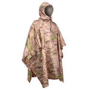 Raincoats Tactical Raincoat Camping Hiking Hunting Birdwatching Suit Outdoor Hooded Breathable Rainwear Camo Poncho Army Travel Rain Gears 230724