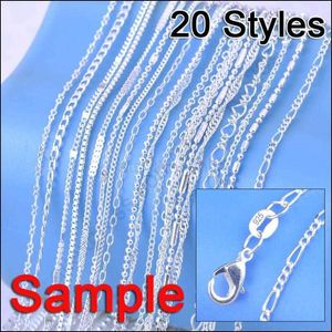 Pendant Necklaces Newest Sample Order 20Pcs 20 Kinds 18" Genuine 925 Sterling Silver Jewellery Link Necklace Sets Chains+Lobster Clasps