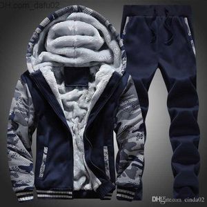 Men's Tracksuits Winter Men Thick Sweat Suits Fleece Warm Mens Tracksuit Set Casual Jogger Suits Sports Suit Cool Jacket Pants and Sweatshirt Set Z230725