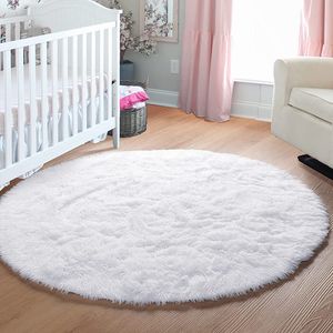 Tappeto Bianco Soffice Tappeto Rotondo Tappeti per Soggiorno Soft Teen Girls Nursery Camera da Letto Kid Furry Mat Peluche Decor Baby 230725