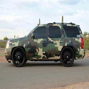 Army Green Jumbo Camouflage Vinyl Car Wrap Film Adesivo adesivo fai da te Car Wrapping Foglio con bolle d'aria 3330