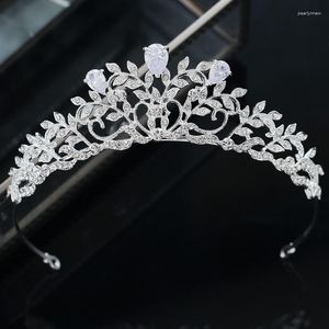 Fermagli per capelli da sposa in stile coreano squisito ed elegante con corona di zirconi, abito da cerimonia nuziale di fascia alta, accessori per la testa di Po