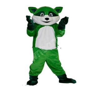 Costume da mascotte di procione verde di alta qualità Set di cartoni animati Festa di compleanno Gioco di ruolo Regalo di Natale di carnevale per adulti