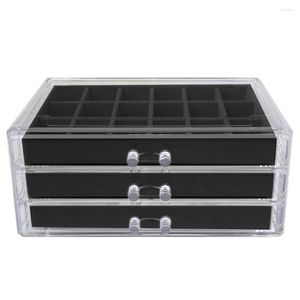 Jewelry Pouches Clear Acrylic Display Organizer 3 Drawers Multi Compartment Earring Holder Adjustable Trays Packaging Box