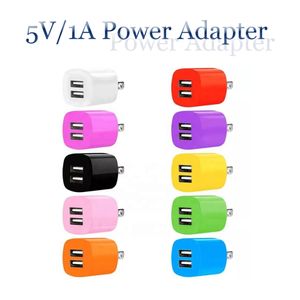 Portable Travel Power Adapter 5V 1A Wall Charger Charging Plug for iPhone Samsung Huawei Moto Nokia Universal Dual USB Ports Charging Charger in OPP Bag