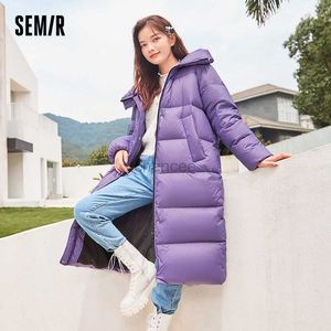 Women's Down Parkas Semir Down Jacket Women Long Black Technology Waterproof Winter Ny Loose Basic Solid Hooded Thick Down Coat for Woman HKD230725